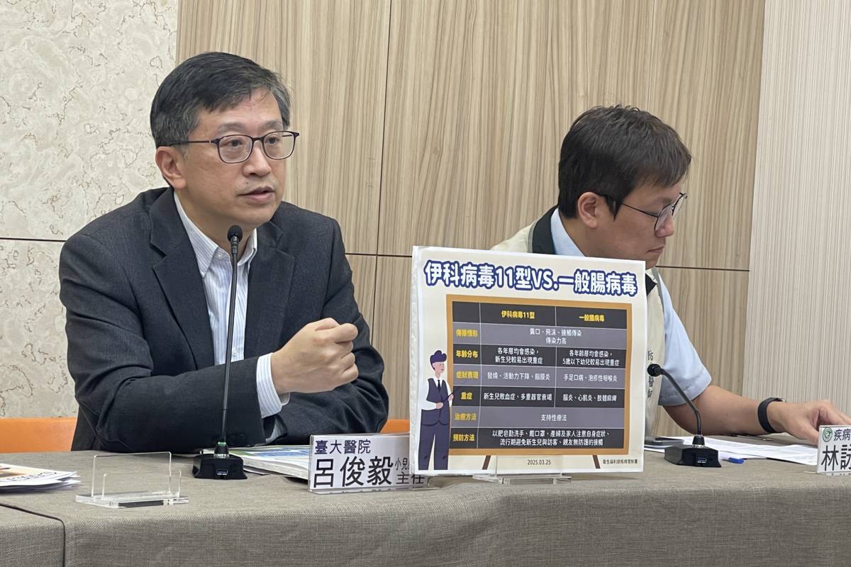 國內出現第2例腸病毒死亡個案 感染伊科病毒