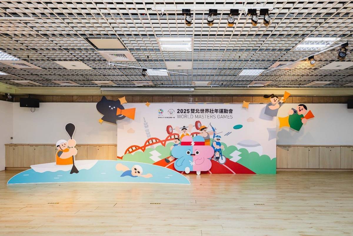 青年局一樓圓形廣場世壯運布置