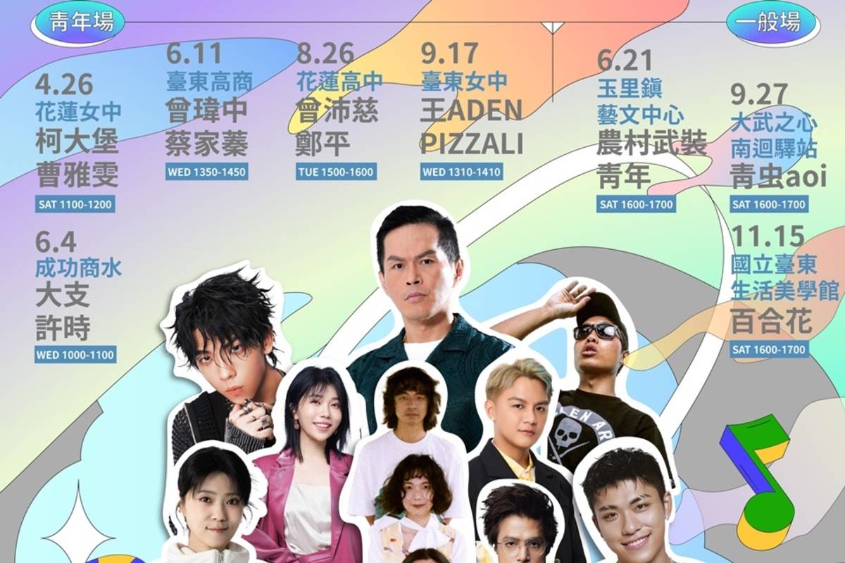 2025「花東製噪」流行音樂系列活動，將於6月、9月、11月分別在花蓮及臺東舉辦3場演出，邀請金曲級卡司輪番登場。