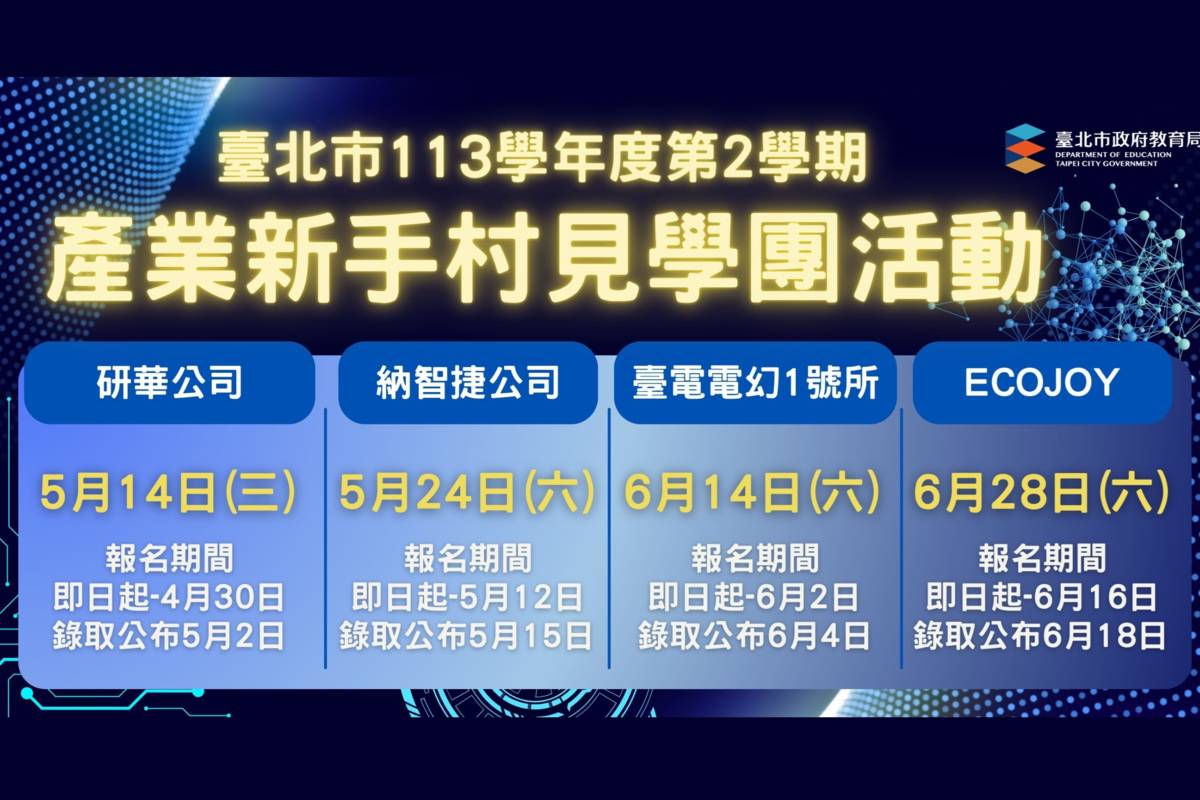 「產業新手村見學團」聚焦「物聯網」、「電動車」、「電力電子」與「永續環保」4大新興產業