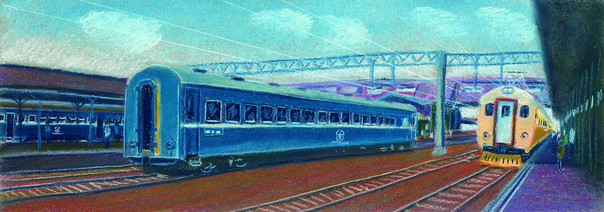 新出爐的信誼幼兒文學獎圖畫書佳作《藍皮慢火車》喚起緩慢流動的時光記憶 (信誼提供) 