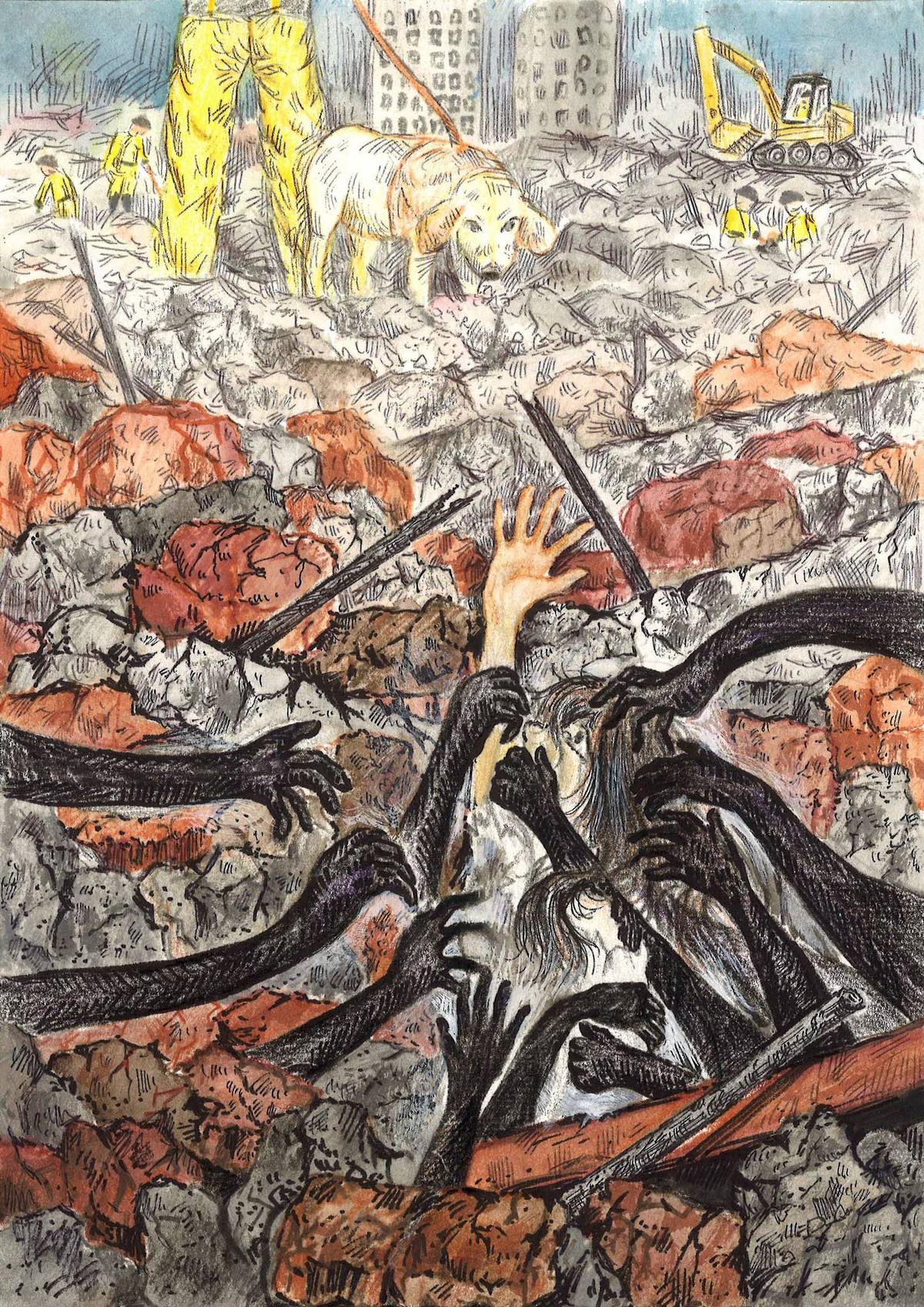獲得優選的安康高中徐可芯作品〈震殤〉。(華梵大學提供)