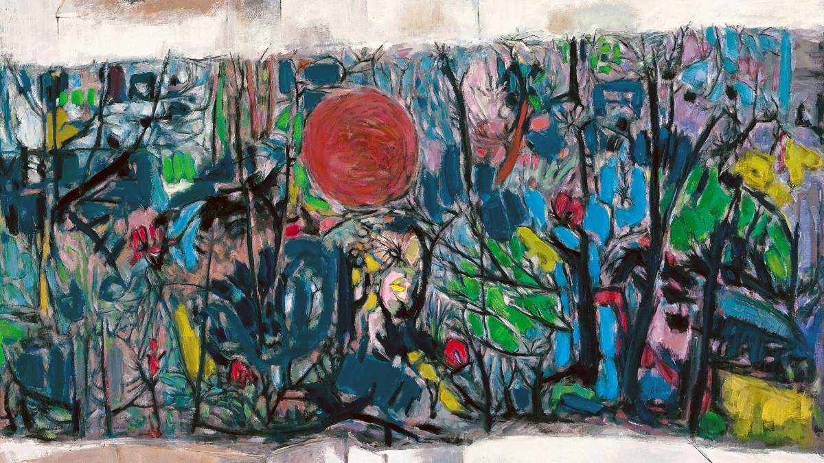 史博館展出戰後第一代女性畫家鍾桂英1998年作品〈入侵〉(油彩、畫布，100F)