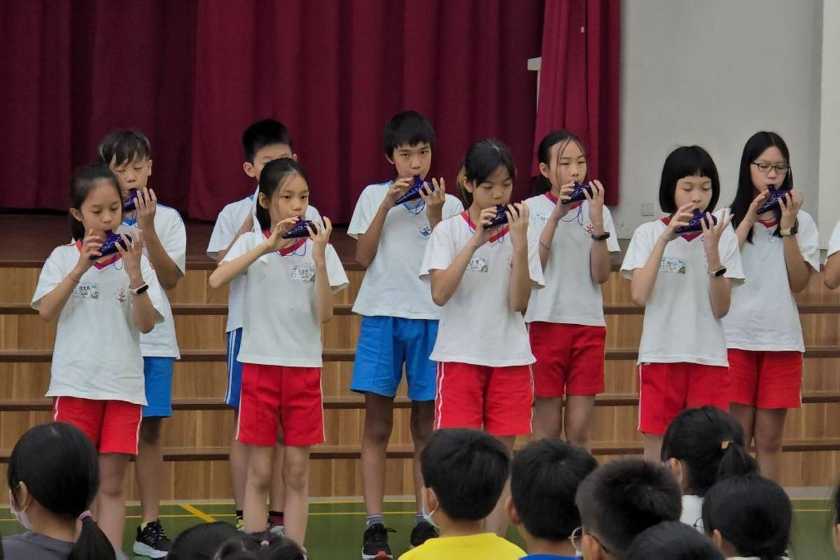 國北教大陶笛隊到嘉義義竹國小，演出多首精彩動聽的樂曲