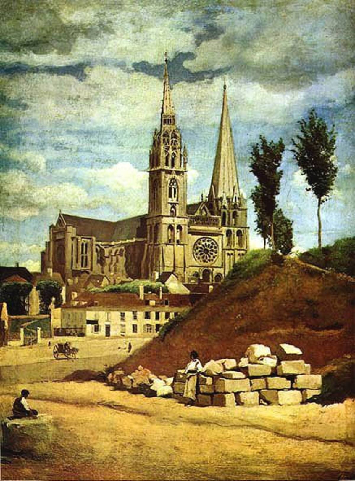 沙特爾大教堂 ，1830，柯洛 （Camille Corot）