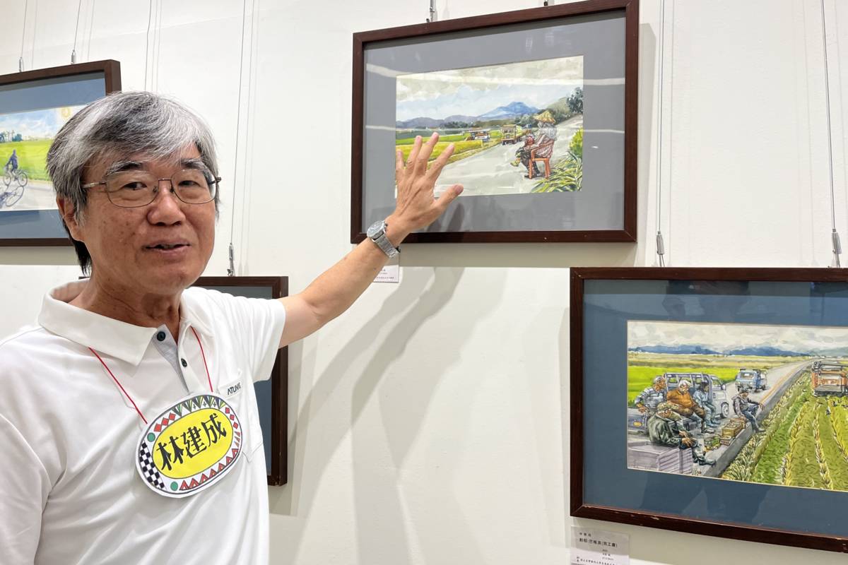 熱愛文學藝術的林建成，以一系列水稻組曲作品表達春夏秋冬不同的稻田風貌。