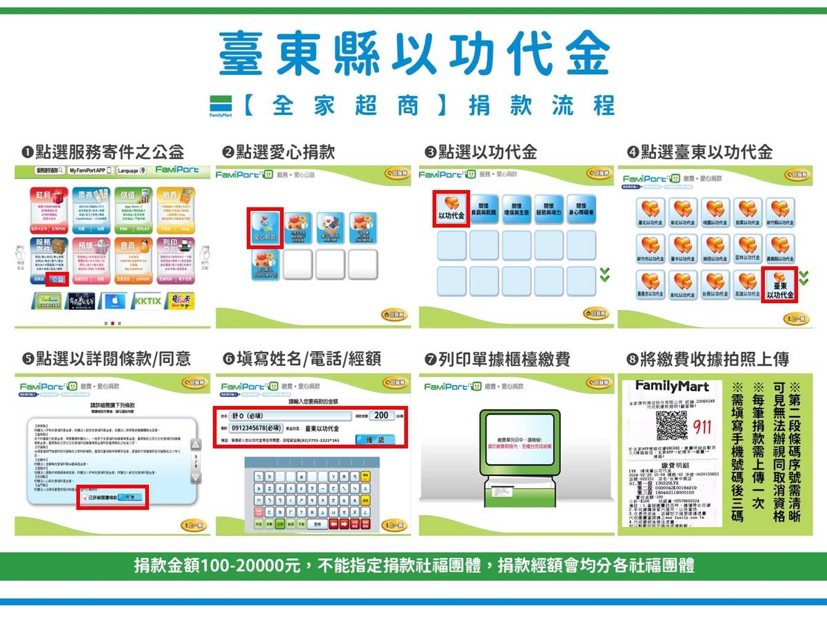 民眾若在全家便利商店，也能依圖示參加以功代金抽獎活動。