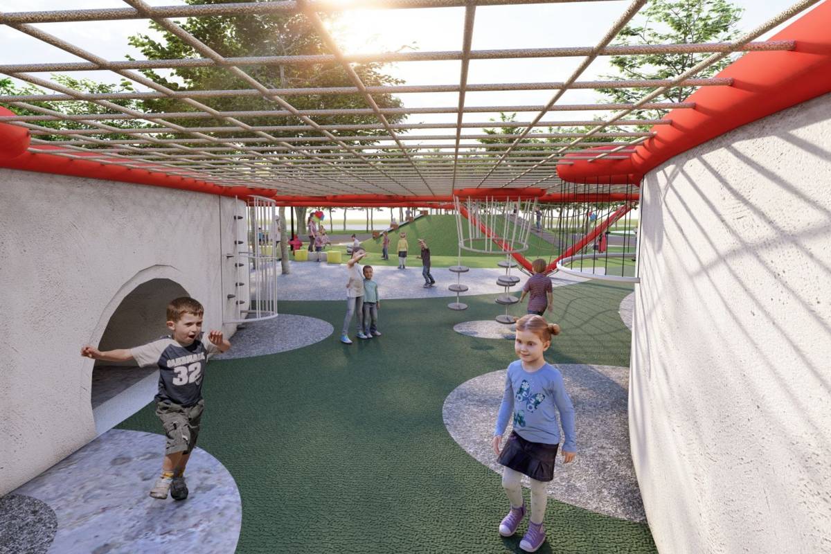 榮星花園公園將新增地形攀爬網、隧道型通道等充滿挑戰的遊具