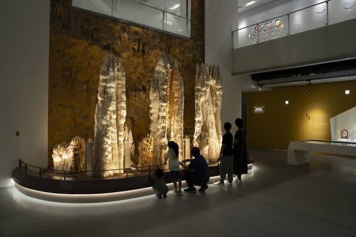 科博館典藏重達5噸、高3公尺的鐘乳石林矗立其中，相當壯觀，也塑造鐘乳石原生的洞穴景觀，得以理解鐘乳石生長脈絡，是本次亮點展品之一。。攝影／張介宇.jpg