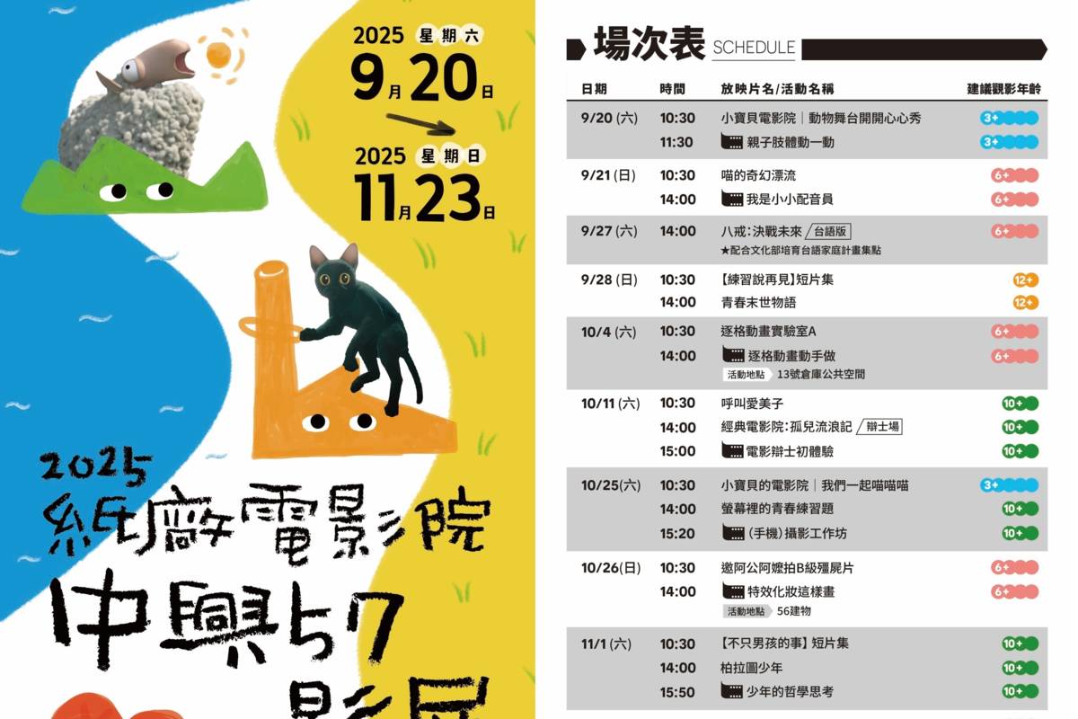 2025中興57影展即日起播映至11月23日
