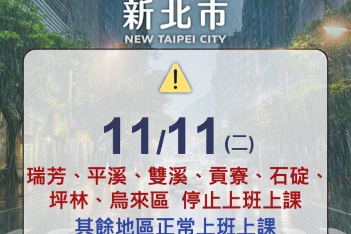 新北部分地區停班課 其餘正常上班上課