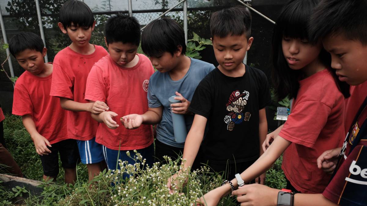 學生走訪香草植物園認識地方產業與手作防蚊製品(圖片/微光生活設計室提供)