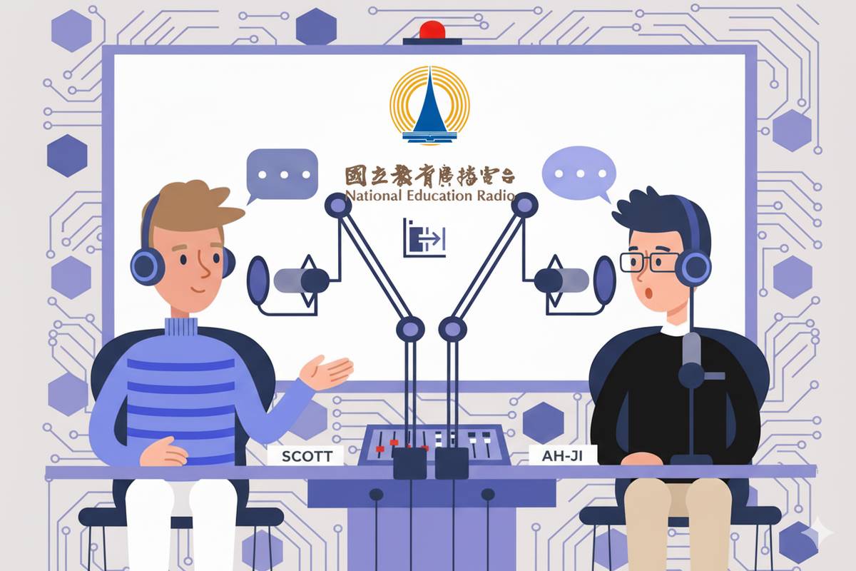 教育電臺臺東分臺工程人員陳信吉到職想和你聊聊天的節目中分享AI輔助工具應用及心得