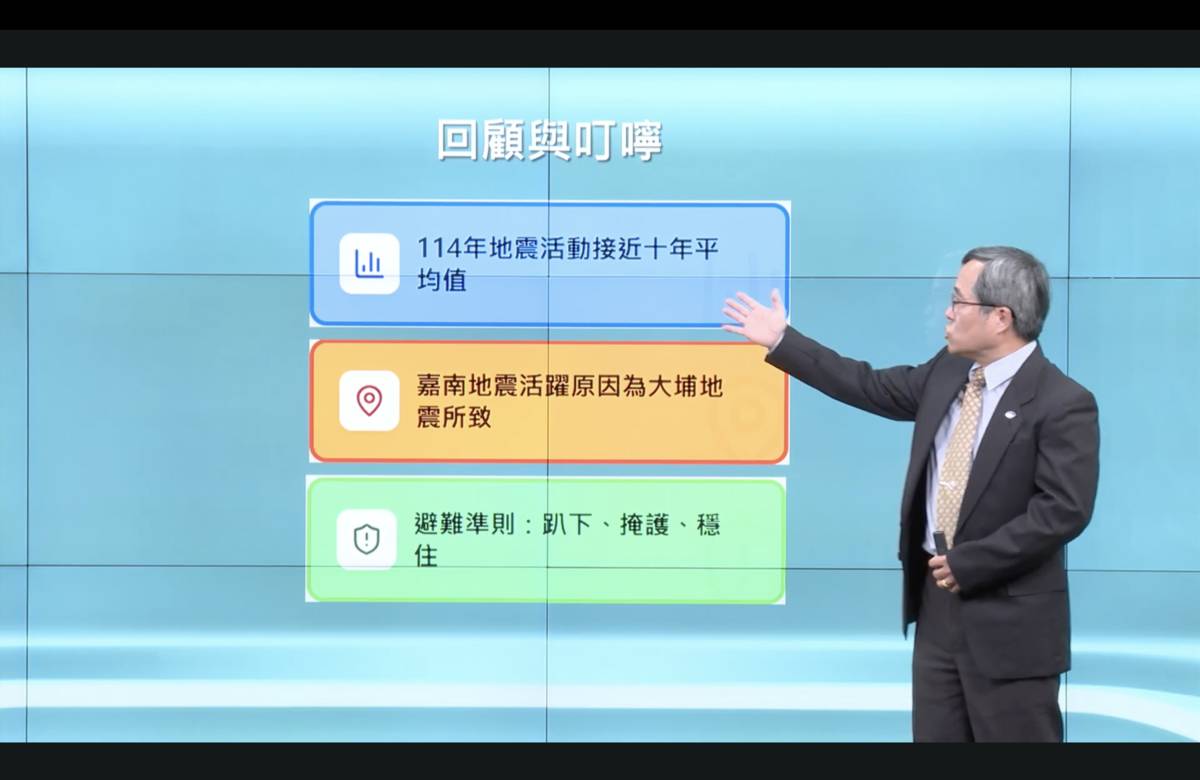 114年氣溫偏高、降雨集中及嘉南地震活躍