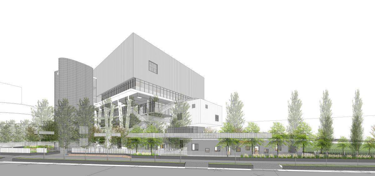 力行國小表示，工程在113年3月動工，師生期盼的「懸浮的盒子」已初見雛形